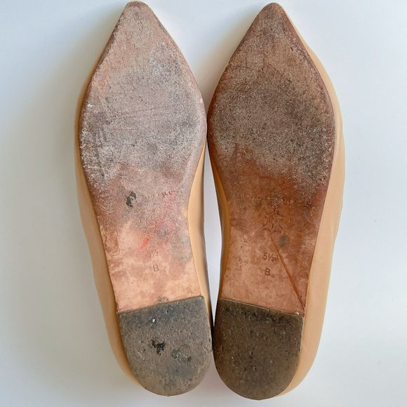 Loeffler Randall Milla Nude Scallop Pointed Toe Leather Flats - Picture 8 of 9